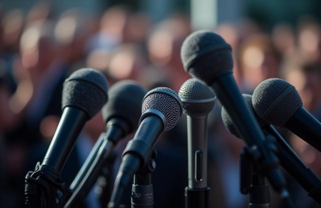 Microphone or media press conference concept image